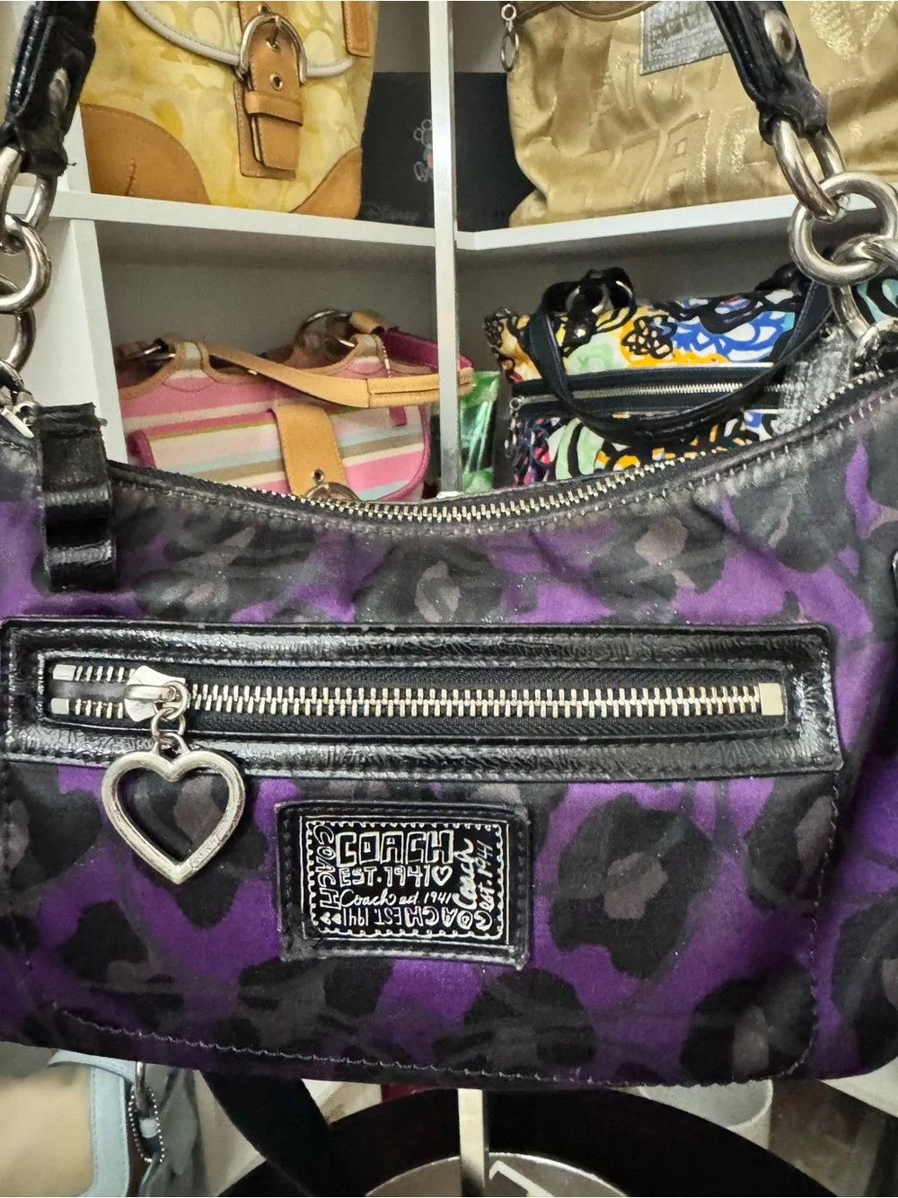 Coach Poppy Daisy Ocelot Hobo Bag